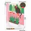 DIY 5D Diamond Art Kit Black Cat With Scarf And Tulips Pattern Full Drill Canvas Creative Craft for Living Room Wall Decor