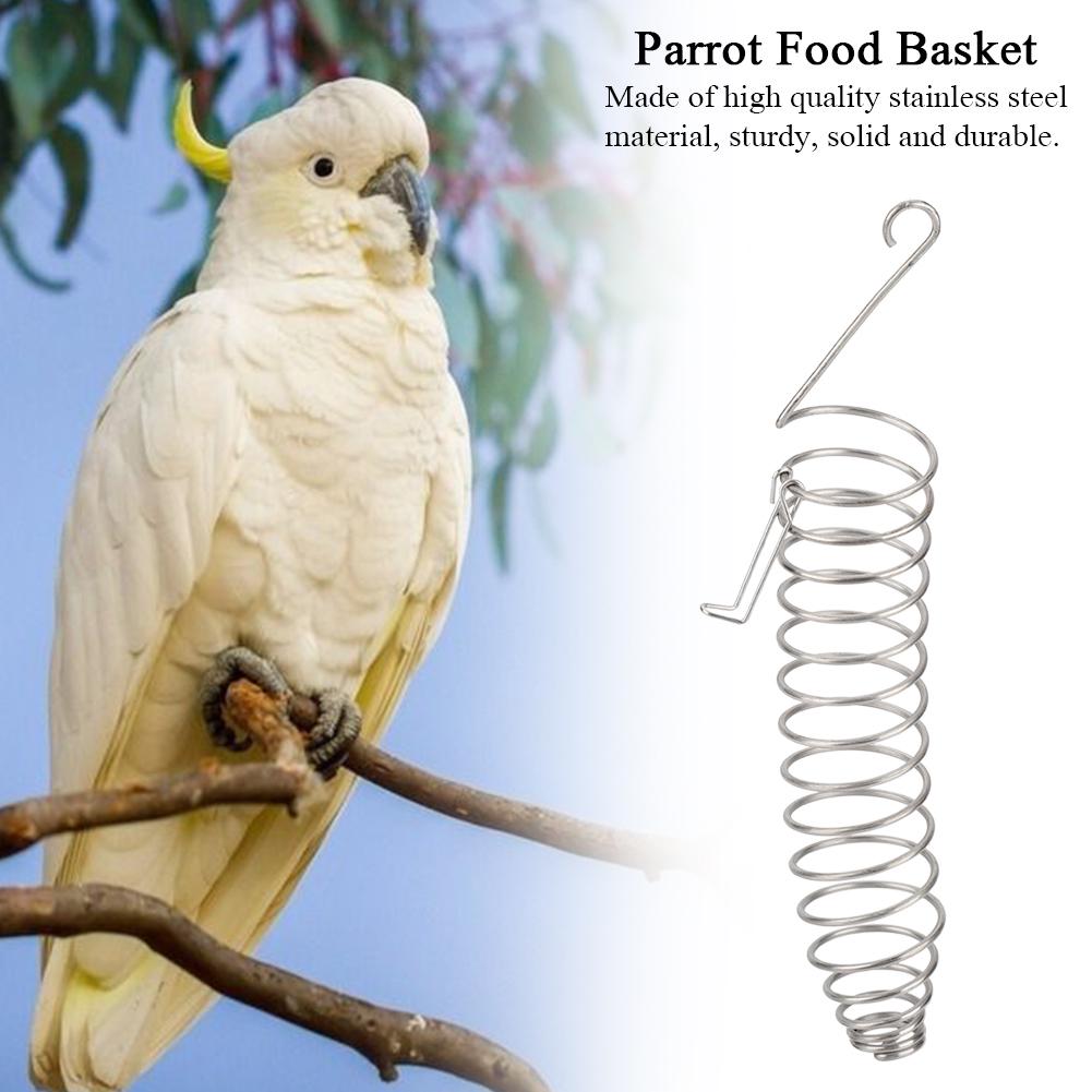 Stainless Steel Parrot Birds Food Basket Toys Wheat Ear Fruit Vegetables Feeder