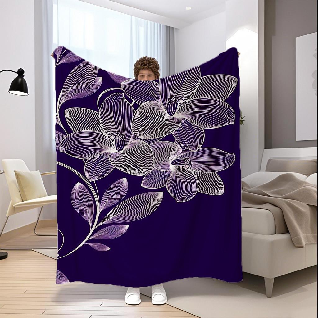 Floral Pattern Blanket Microfiber Flannel Cover Blanket Bedroom Living Room Sofa Soft And Comfortable Home Decoration