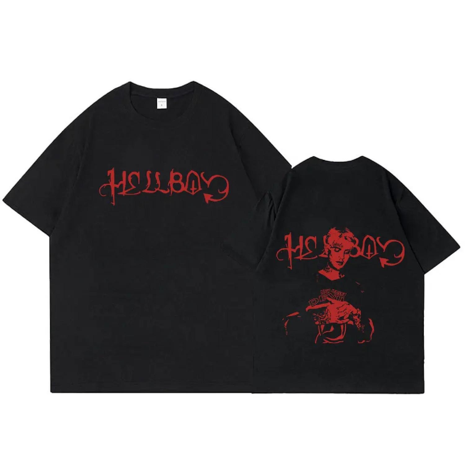 

Rapper Lil Peep Crybaby Hellboy T-shirt Vintage Hip Hop T Shirt Men s Women Clothing Cotton Oversized Short Sleeve T-Shirts Tops S чёрный