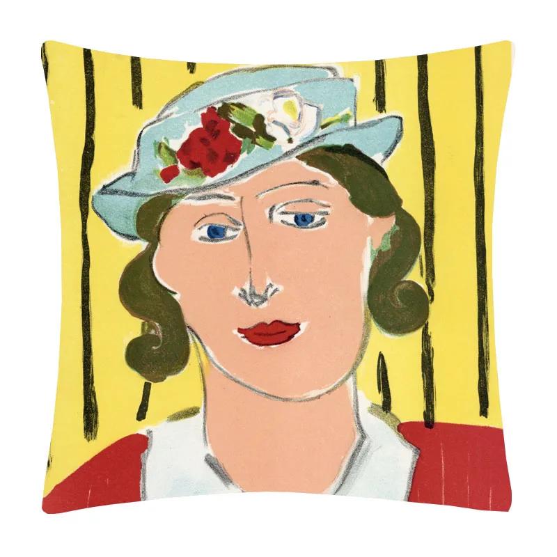 Henri Matisse Printed Cushion Cover Portrait Oil Art Painting Decorative Pillowcase Home Decor Polyester Cotton Linen 45X45cm