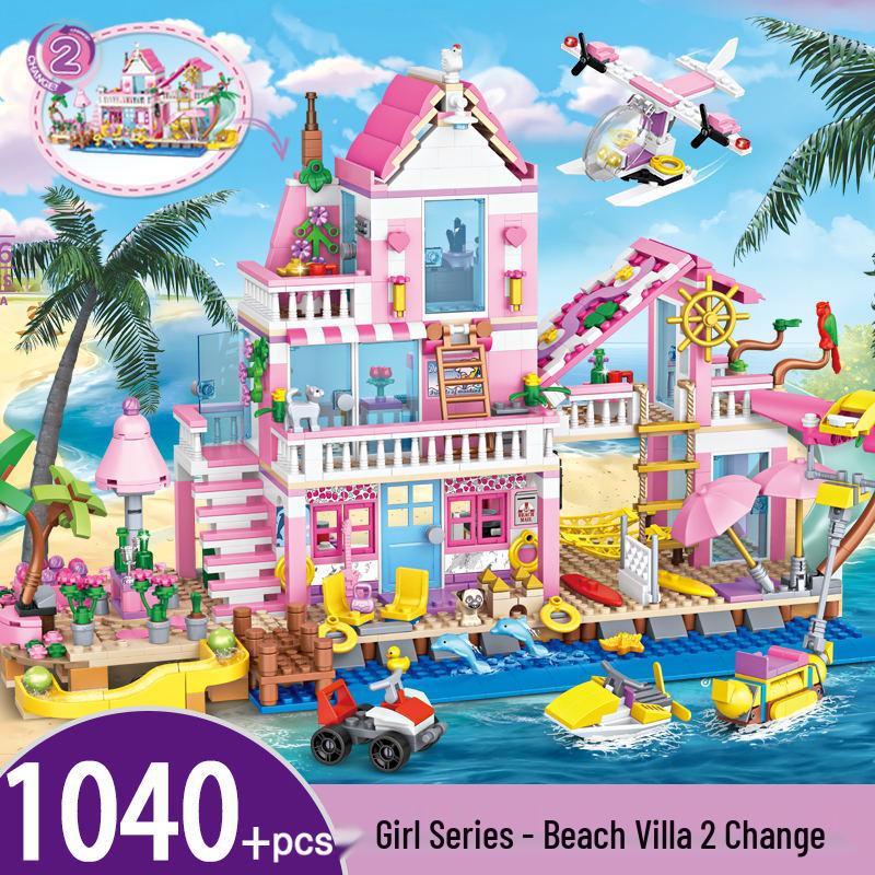 New Girls' Pink Princess Castle Treehouse Building Blocks Model