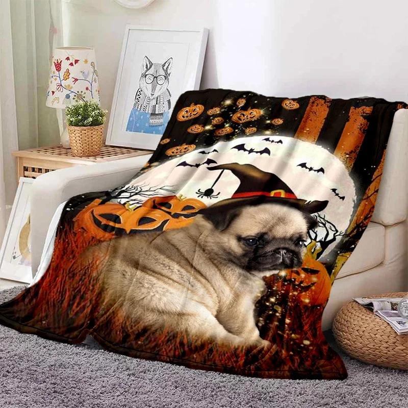 Boston Terrier Dog Pug Cartoon Blanket Super Soft Flannel Throw Blanket for Bedroom Couch Sofa Gift for Boy Girl King Queen Size