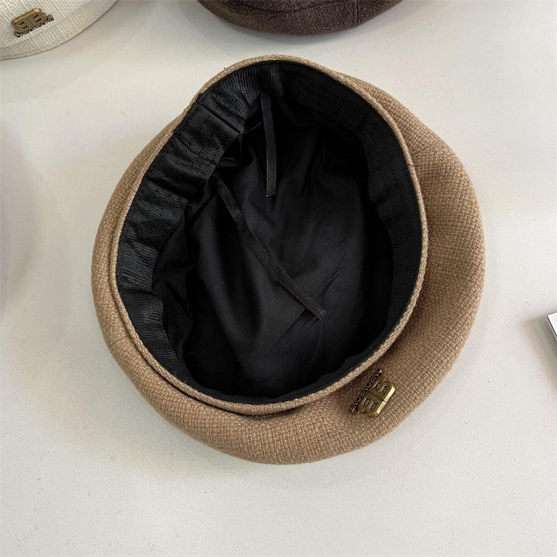 Autumn new thick line fashion beret girls solid color literary and leisure painter hat pumpkin hat tide