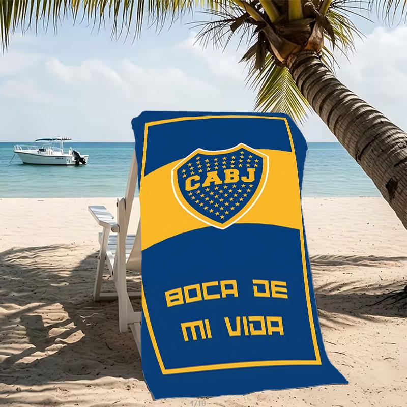 Prosop de plajă cu model Club Atlético Boca Juniors - moale, absorbant, lavabil la mașină Ușor și modern, pentru înot, Esențiale pentru călătorii