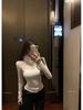 Women's Sheer Mesh Long-Sleeve T-shirt, Spring/Autumn, Half-High Neck Layer, Stylish & Sexy Under Layer.
