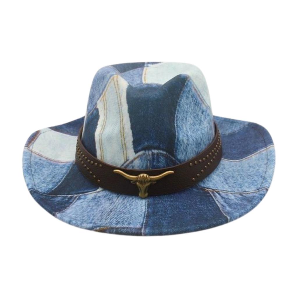 Retro Cow Head Peach Heart Top Hat, High-End Tibetan Style Big Brim Sun Hat, Western Cowboy Hat.
