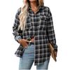 Women S Loose Fit Long Sleeve Plaid Casual Shirt