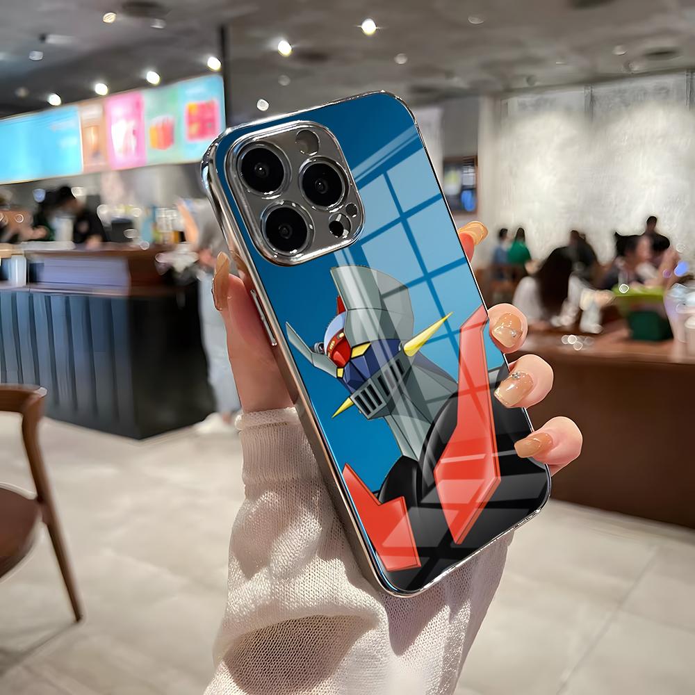 Anime M-Mazinger Z Phone Case For IPhone 17 Pro Max 15 Pro 16 14 Plus 12 13 Mini 11 Pro Shockproof Electroplated Glass Cover