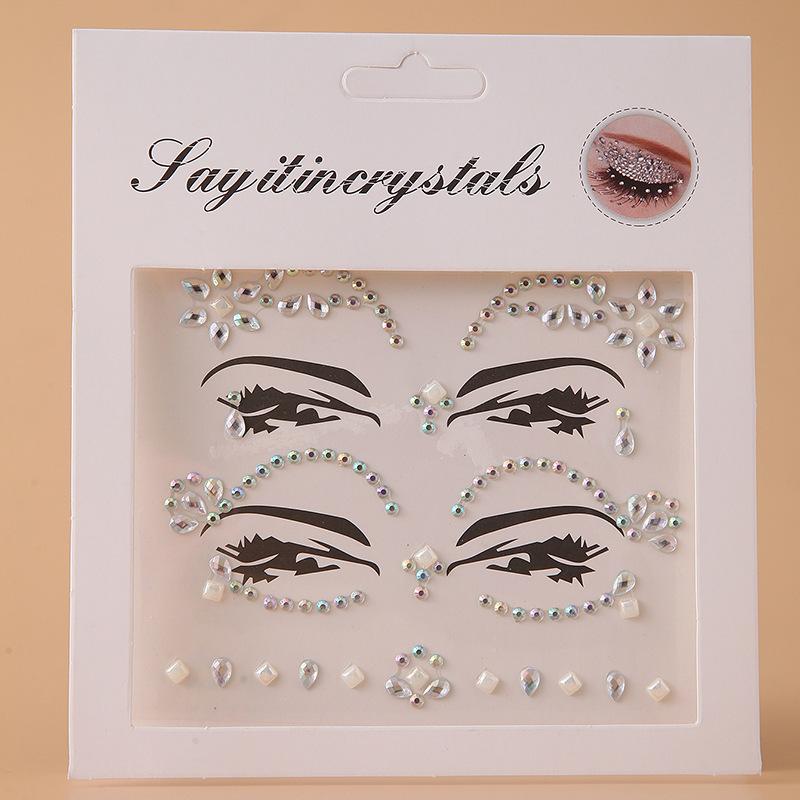 Crystal Tattoo Sticker Glitter Eyeliner Eyebrow Makeup Face Eyes Diamond Temporary Tattoo Rock Rhinestone 3D Eyeliner Stickers