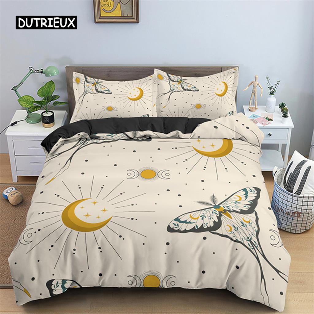 Sommerfugl Sengetøy Sett Full King Size Hippie Boho Møll Dynetrekk Mikrofiber Dyr Botanisk Psykedelisk Stjernehimmel Dynetrekk