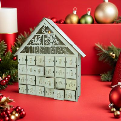 Julnedräkningskalender 24 Dagar Trähus med LED Rolig DIY Juldekoration Nedräkning till Jul