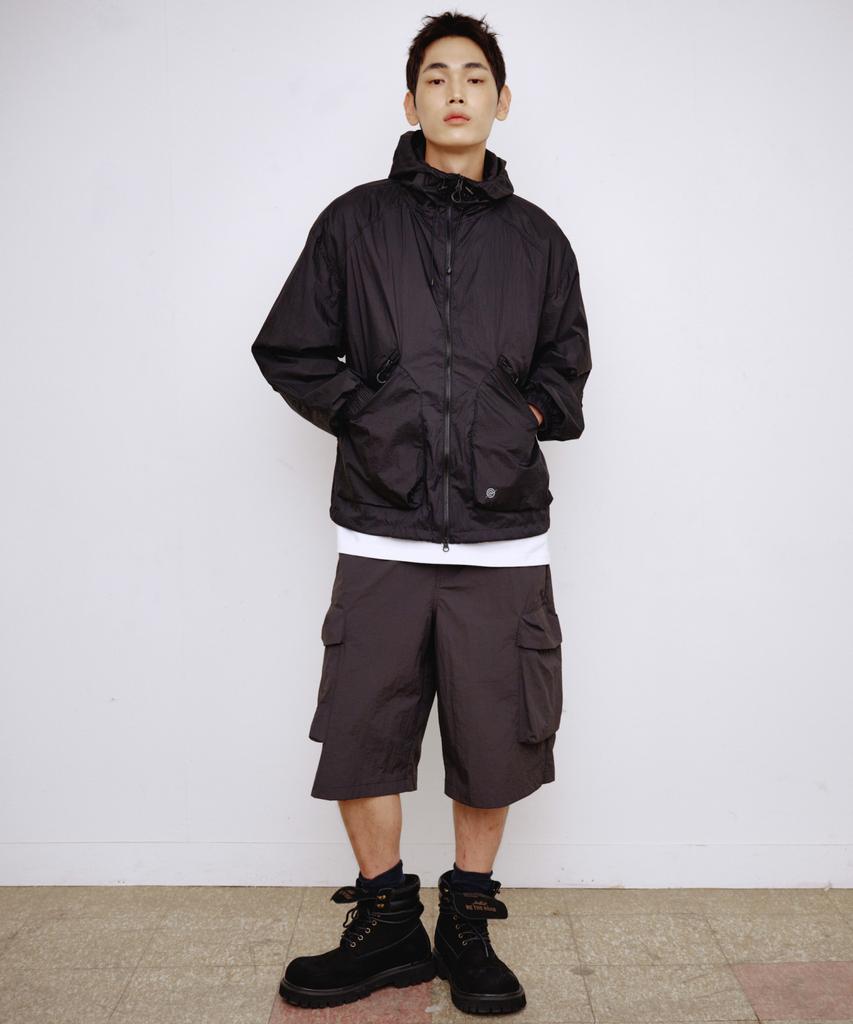 Kallapataleu Nylon Banding Cargo Pocket Bermuda Shorts - Charcoal