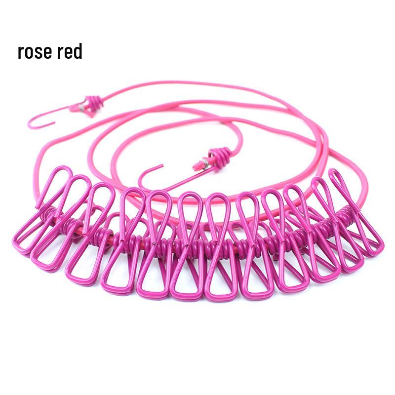 Přenosný větruodolný zatahovací sušák na prádlo s 12 protiskluzovými kolíčky