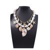 Trendy personality Baroque imitation pearl ceramic alloy conch shell and other pendants double stacked women's necklace