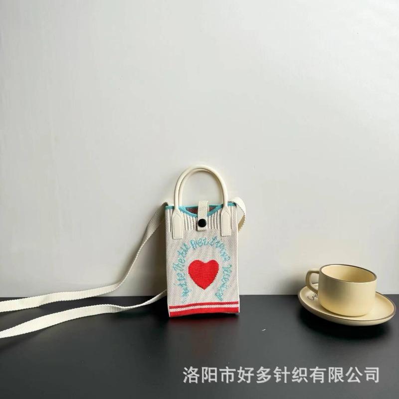 New Love Mobile Phone Bag High-end Knitted Bag Popular Cartoon Cute Portable Storage Messenger Bag