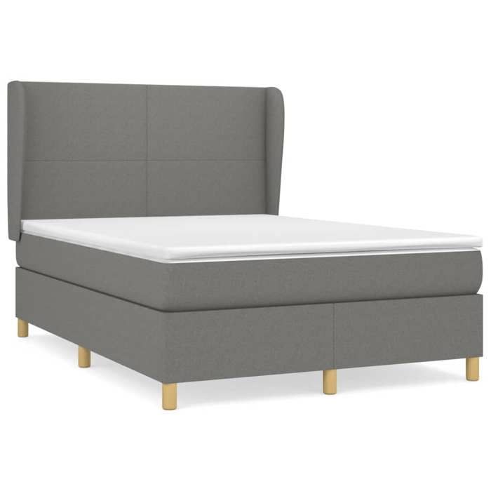 Maison Exclusive - Bettlattenrost mit Matratze Dunkelgrau 140x190cm Stoff