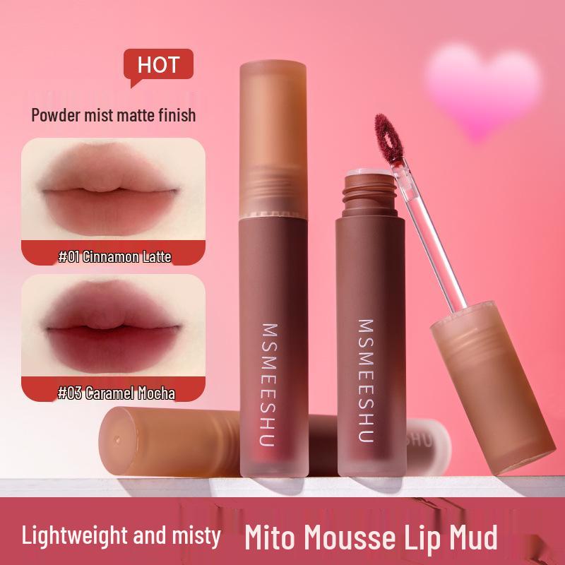Honey Beam Soft Matte Lip Mousse - Milk Coffee Nude, Long-lasting, Non-Stick, Student-Friendly