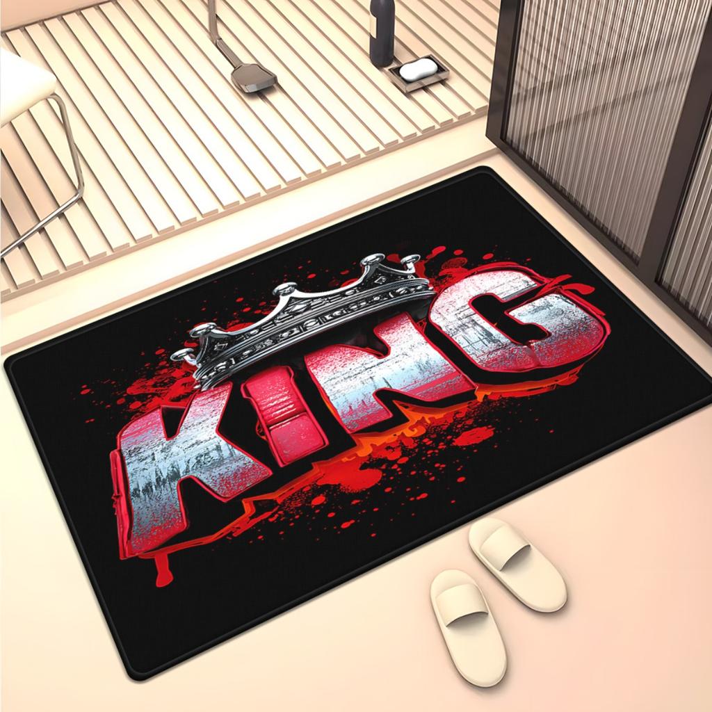 King Emblem Art Printed Carpet, Non-Slip Bottom, Machine Washable, 100% Polyester Mat for Living Room, Bedroom, Office, and Kitchen Decor