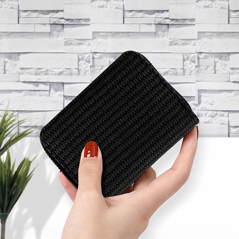 Stylish Straw Design Card Holder: Large Capacity Zipper Wallet with Anti-Demagnetization for Women and Men