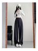 2024 Women's Petite White-Grey Wide Leg Sweatpants: Autumn Loose-Fit Casual Joggers
