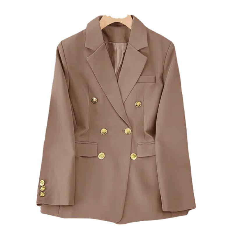 

2024 деловой костюм, куртка для женщин, пиджаки, модные офисные весенне-осенние куртки на пуговицах, корейский свободный повседневный пиджак, костюм 3XL хаки