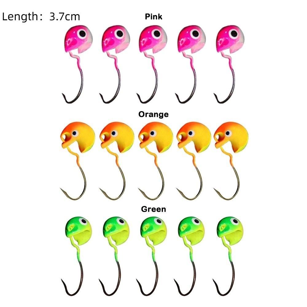 5Pcs Set Round Inverted Jigging Hook Colored Design Soft Worm Grub Hook  Soft Bait Fishing
