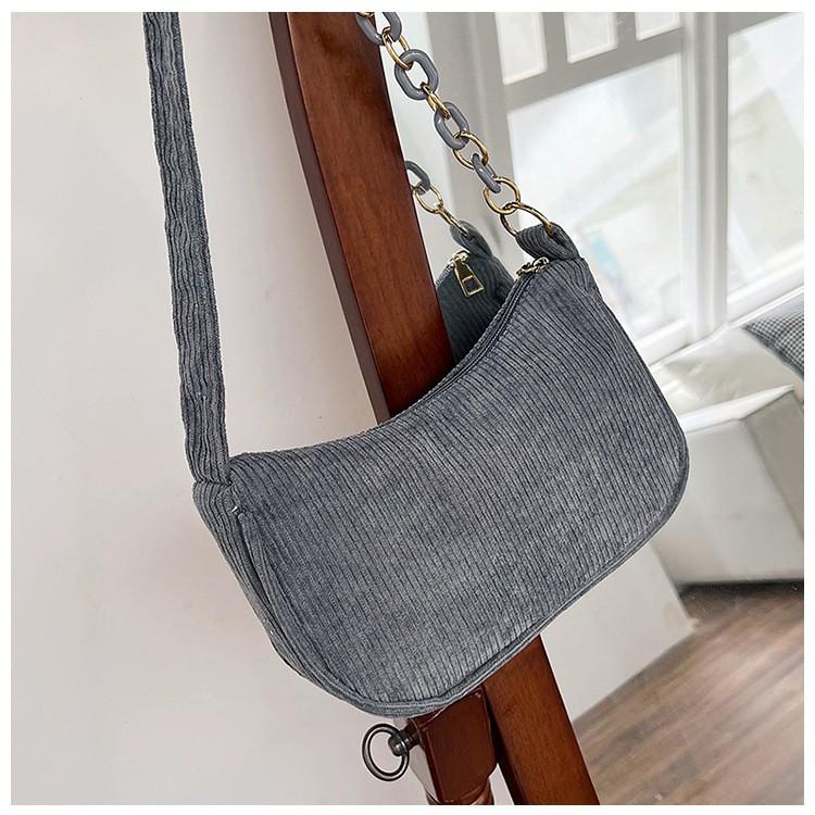Schicke Mini-Canvas-Umhängetasche für Damen, Lässige einfarbige Cord-Handtasche, Umhängetasche mit Reißverschluss, Kleine Tragetasche