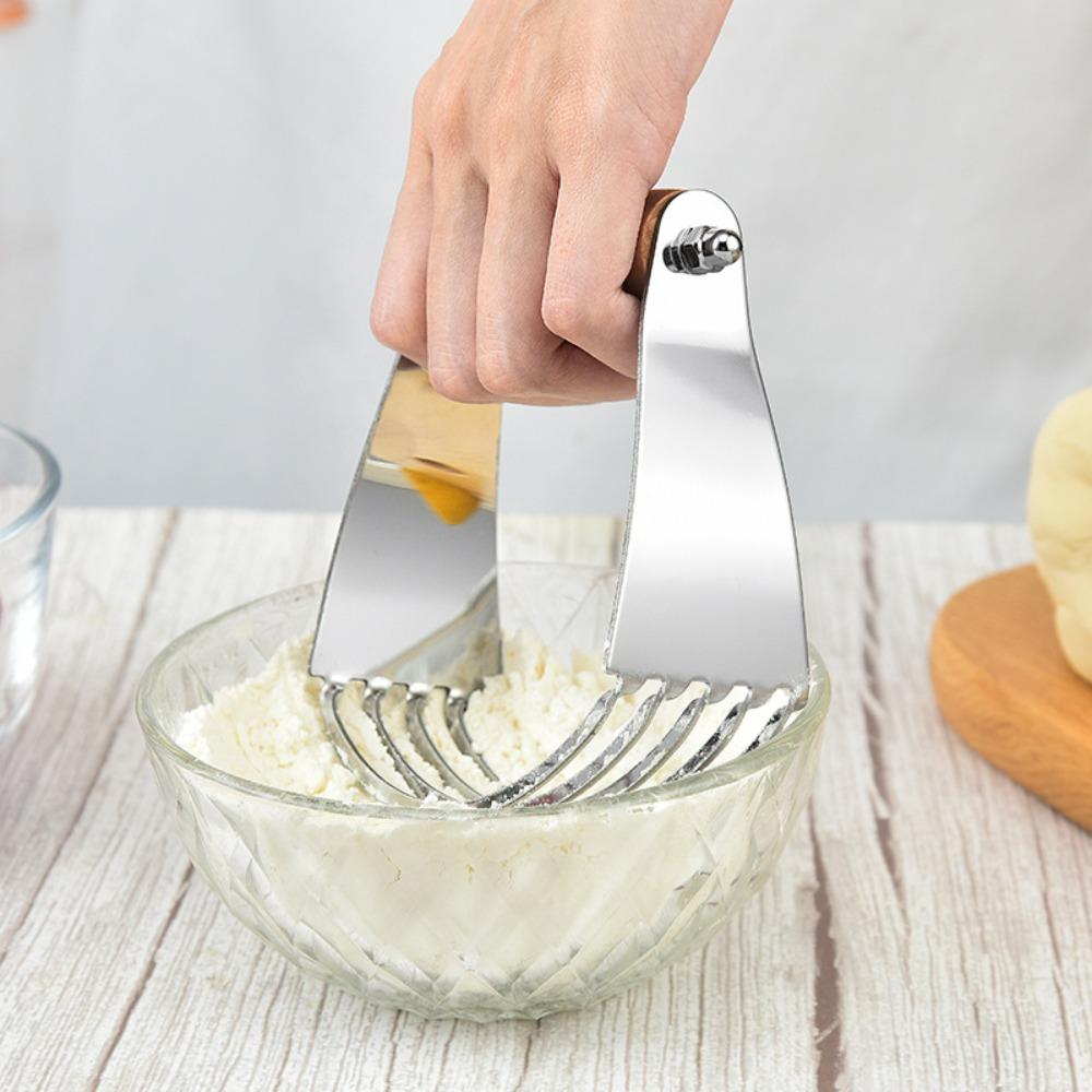 Stainless Steel Dough Blender Wood Handle Flour Cutter Egg Beater Butter Churner  Cream