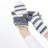 Soft Warm Gloves Winter Knitted Gloves Soft Cartoon Striped Fingerless Gloves with Flip Top Warm Glove Stretchy Mitten