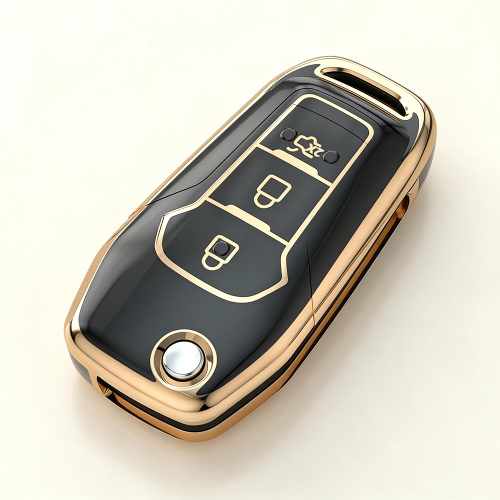 Tpu Car Key Shell Case For Ford F-150 F-250 F-350 Explorer Ranger Ka Fiesta Mondeo Car Folding Key Cover Holder Keychain Set