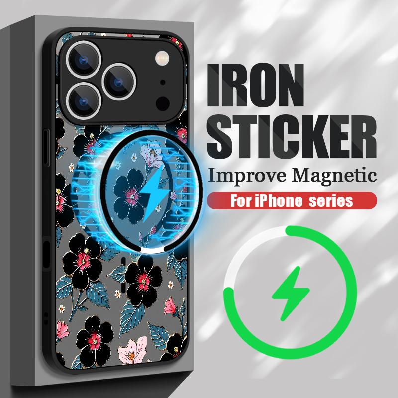 Floral Pattern Case For iPhone 17 Pro Max Case iPhone 16 Pro Max 15 14 13 16E 17E Magnetic For Magsafe Hybrid Matte Cover
