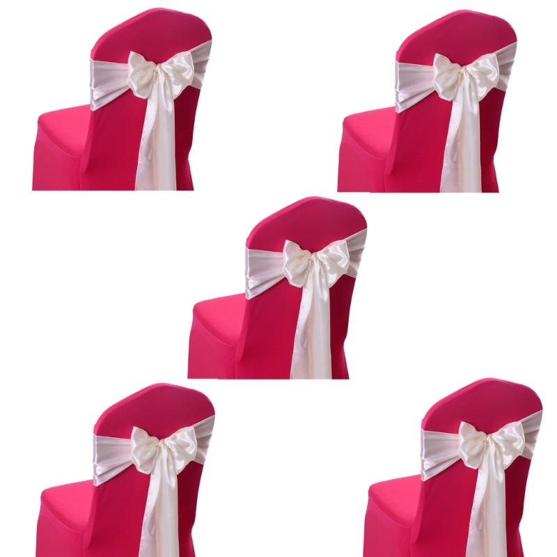 

5Pcs Satins Chair Cover Band Ribbon Chair Tie Back for Party Banquets Decorations Wedding Decorations Knots Chair Bow