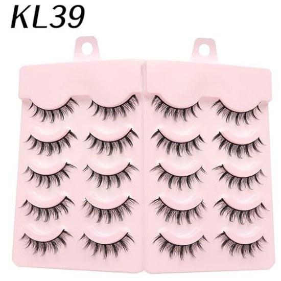 False eyelashes upper lashes 5 pairs natural black axis soft core ultra-lightweight handmade reusable light makeup everyday makeup.