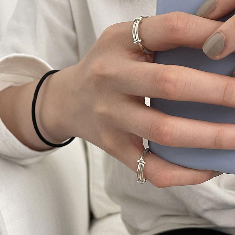 Elegant S925 Silver Ring For Women With Trendy Push Pull Adjustable Design And Minimalist Style