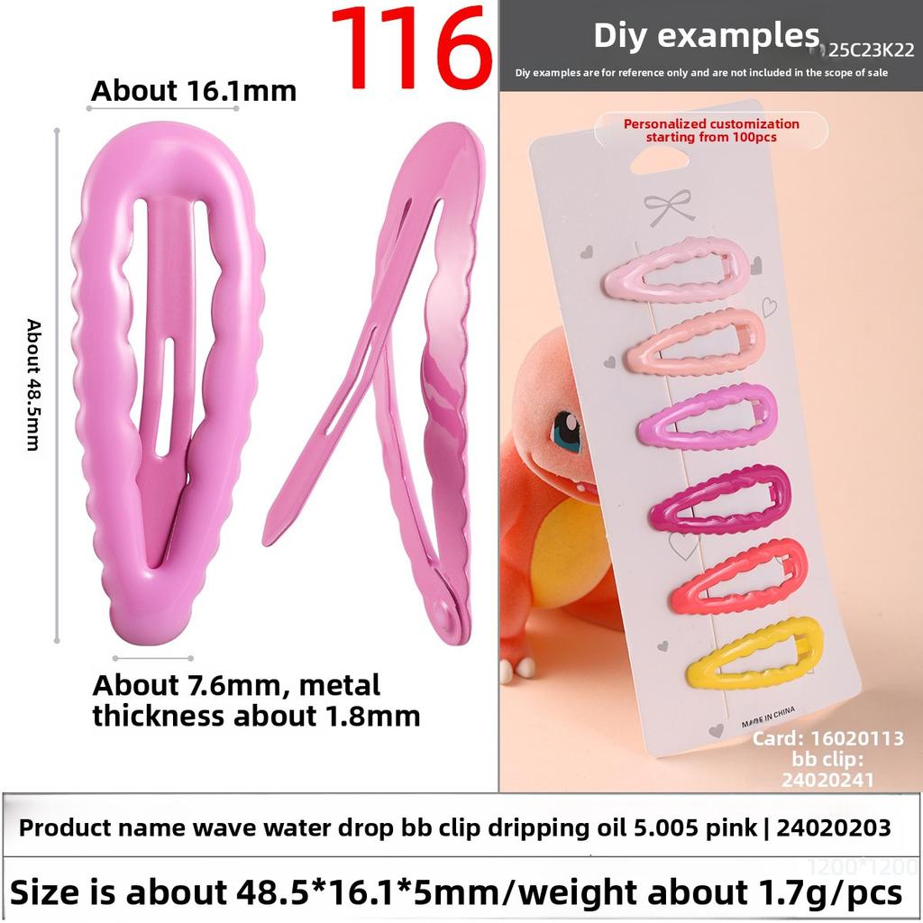1PC Cute Wavy Hair Clips Oil-dripping Candy-colored BB ClipsChildren's Water Drop Clips Broken Hair Side Clips Accessories