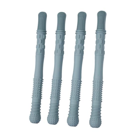 

4шт силиконовые жевательные палочки для еды без BPA многоразовые снятие стресса сенсорные серый/синий