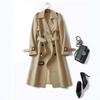 Womens Long Trench Coat 2026 A-Line Double-Breasted Belted Outerwear Casual Comfortable