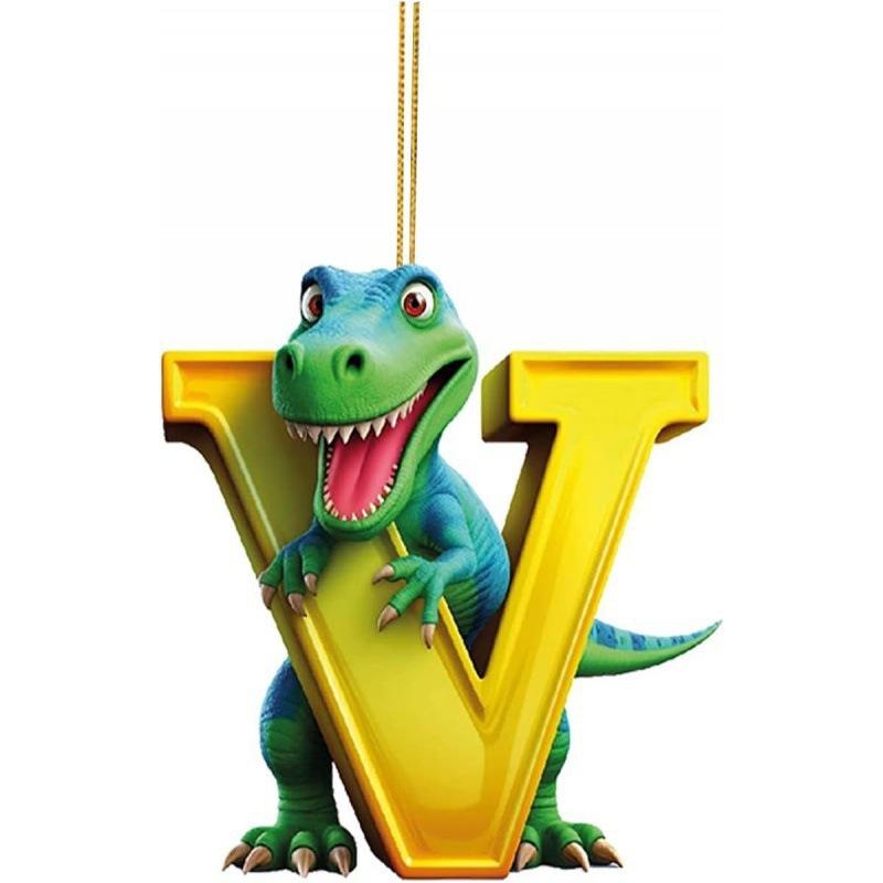 1ks vánoční dinosauří ozdoby 26 písmen kreslený přívěsek 2D plochý akrylový materiál dinosauří figurky závěsná vánoční párty dekorace, ideální pro domácnost