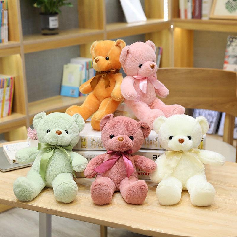 

Ten-Color Bear Wedding Plush Toy with Ribbon and Bowtie 30 cm Standing Height