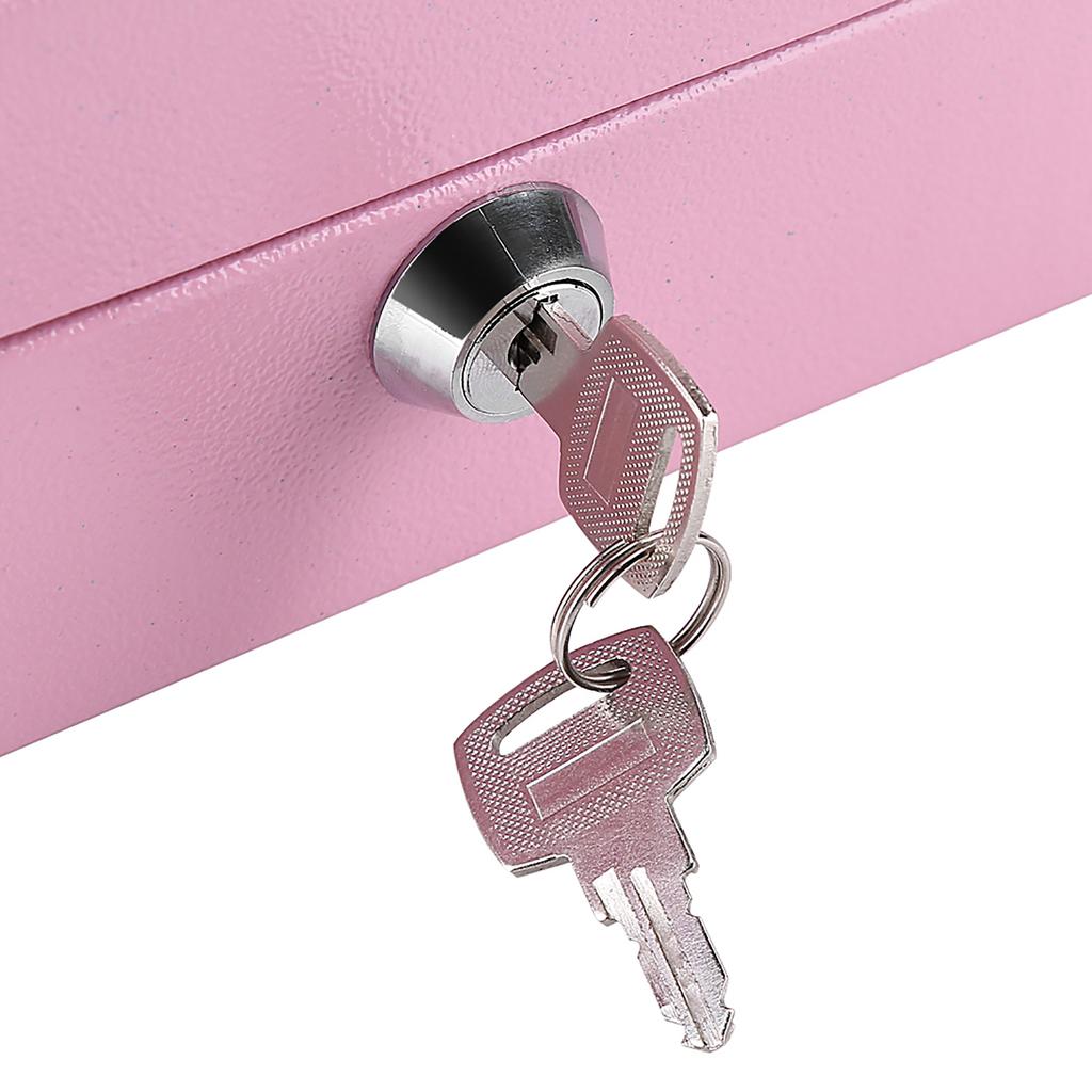 1Pc Mini Portable Steel Petty Lockable Cash Money Coin Safe Security Box Household Pink