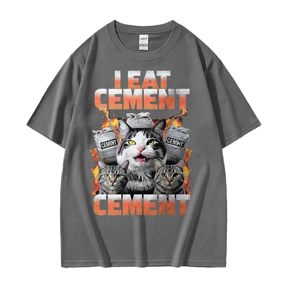 I Eat CeUnisext Cursed Cat Funny Meme Tee Shirt Unisex Women Vintage Gothic Oversized Tshirts Casual Cotton Short Sleeve T Shirt Tops