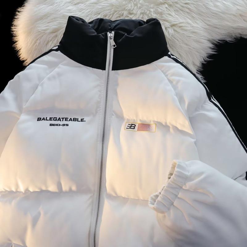 

Женское зимнее пуховое пальто в полоску с изображением американского флага — толстое, теплое, модное, хлопковое, в уличном стиле, идеально подходит для пар L белый