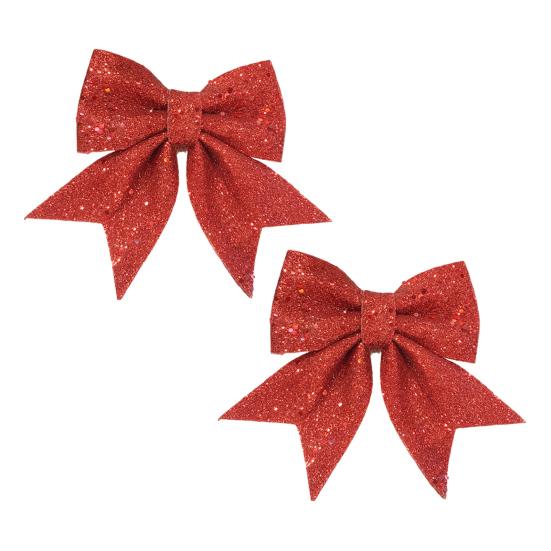 2Pcs Christmas Glitter Bowknot Reusable DIY Xmas Tree Gift Box Wreath