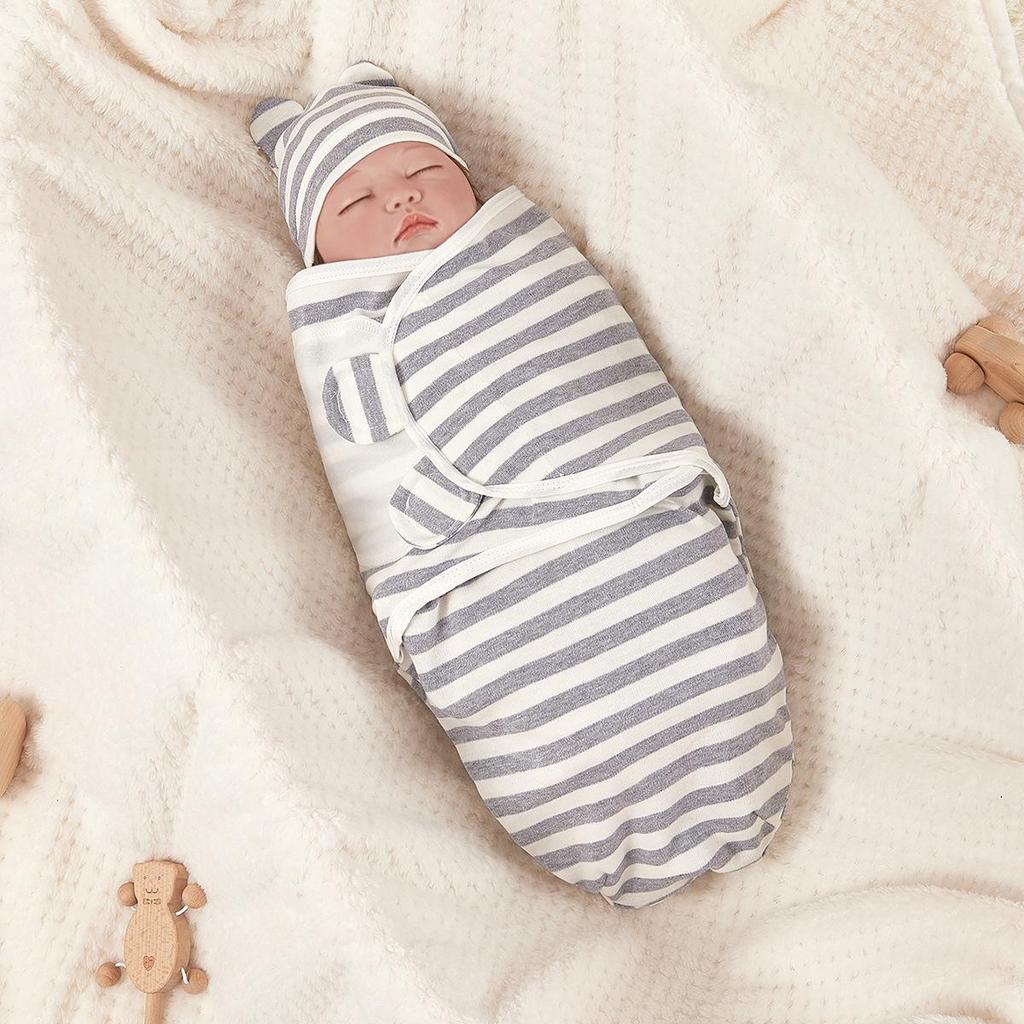 Pure Cotton Newborn Anti-Startle Swaddle & Blanket Set - Spring/Summer Baby Wrap