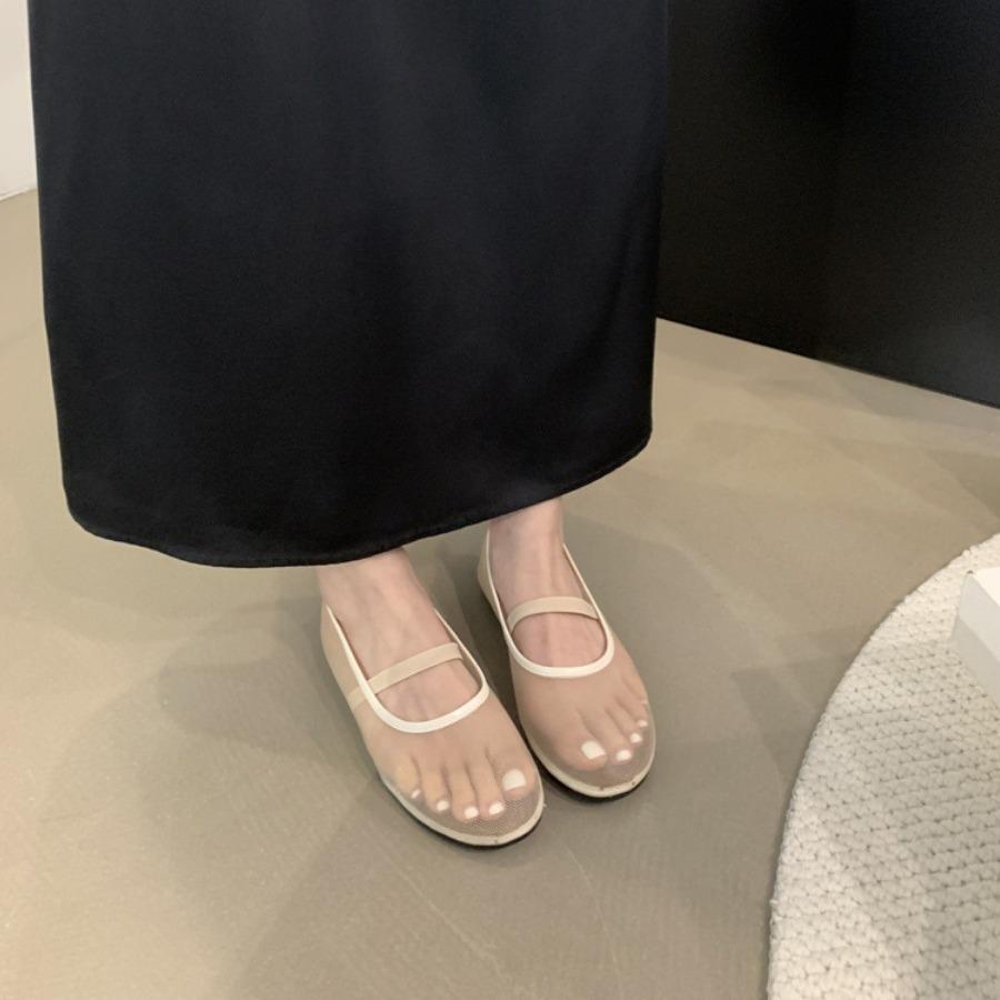 Fashion Designer Autumn Women Mesh Fabric Ballet Flat Shoes Fashion Shallow Elastic Band Ladies Comfort Soft Sole Mary Jane Shoes