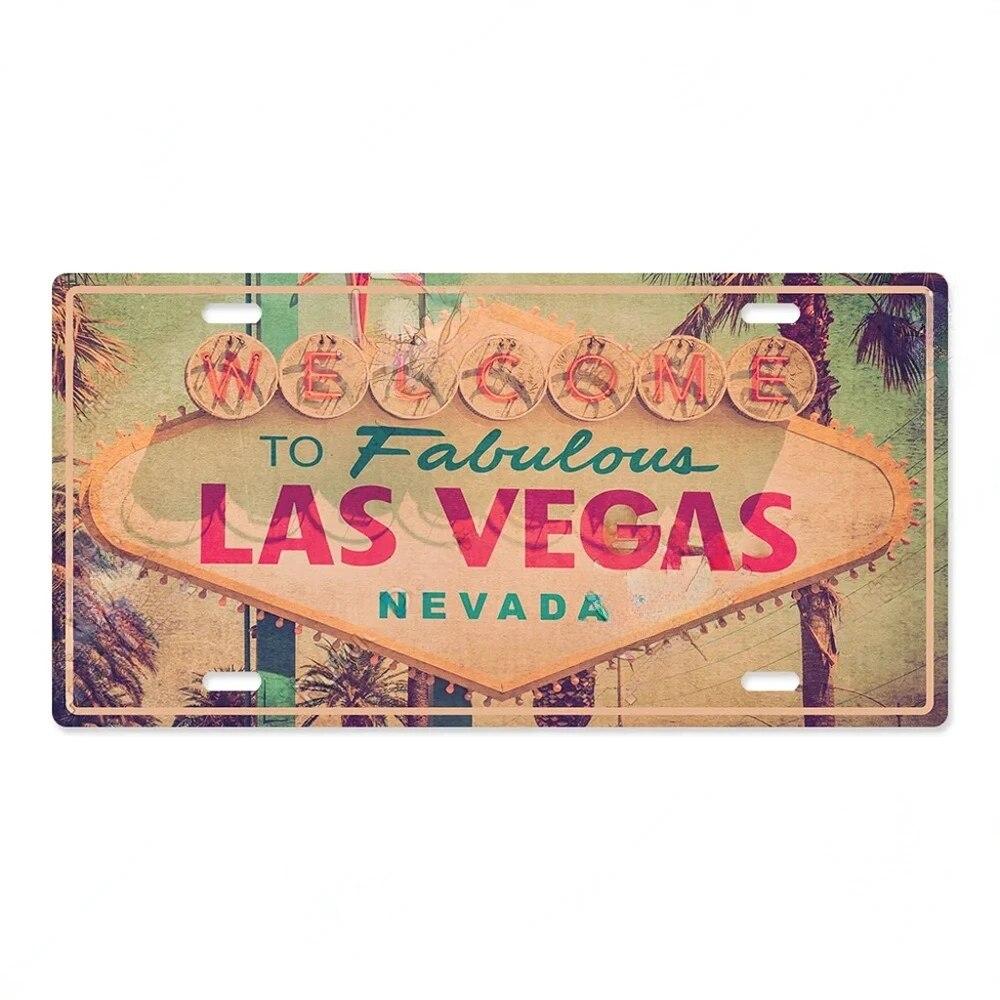 Vintage Las Vegas Metal Tiin Signs Decor Licenses Metal Plate Plaque Wall Decor for Living Room Club