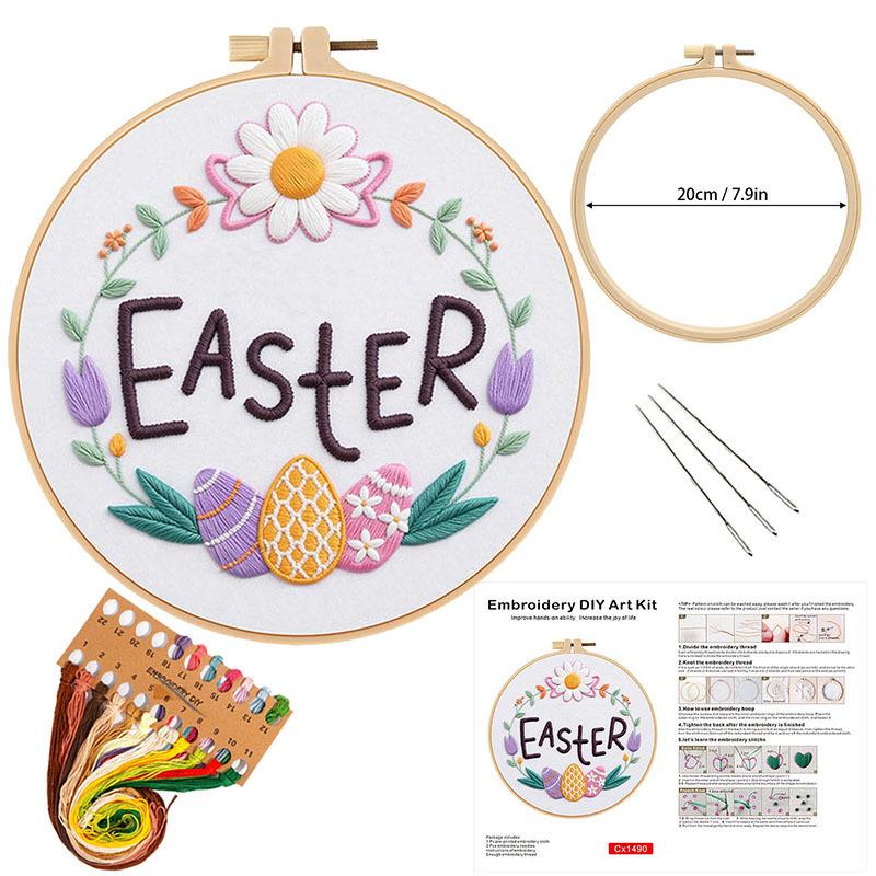 Easter Embroidery Handmade Diy Material Bag Fabric Art European Embroidery Flower And Grass Kit Needle And Thread Set Novice
