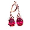 Purple Gold Shiny Red Stone Egg Surface Ear Buckle Simple Luxury Temperament Design Rose Gold Plated Earrings