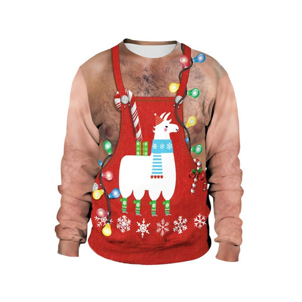 Women And Men Funny Christmas Print Tops Fashion Warm Long-sleeved Sweatshirt Casual Pullover Blouse